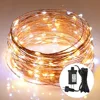 UK US AU Plug Adapter Powered Christmas Lights Outdoor Micro String Led Copper String Fairy Lights