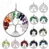 Crystal Quartz Tree of Life Pendant for Necklace 7 Chakras Gemstone Pendant