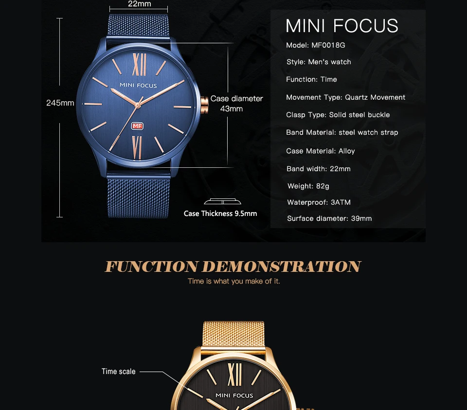focus stainless steel strap quartz watch fashion mens watches