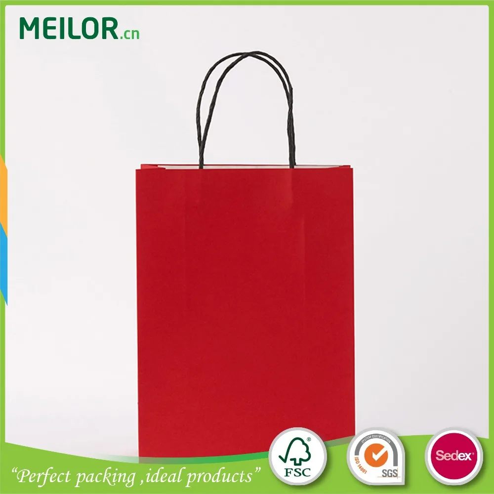 custom printed shopping recycled red kraft paper bag with paper