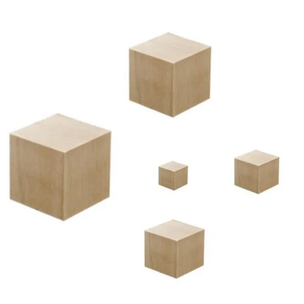 natural wooden craft cubes wood block cube 10mm to 75mm diameter