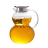 Gourd Shape Heat Resistant 2200ml Glass Teapot Cold Water Jug Juice Beverage Coffee Pot with Filter Stainless Steel Lid