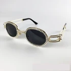 Diamond or Rhinestone Decoration Plain Fashion Luxury Sunglasses 2019 Popular Oval Women Sun Glasses
