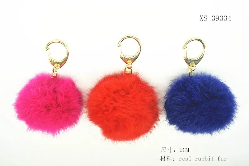 charming real rabbit fur keychain fur ball POM POMS
