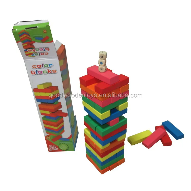 kid"s intelligent block game wooden colorful stacking tumbling