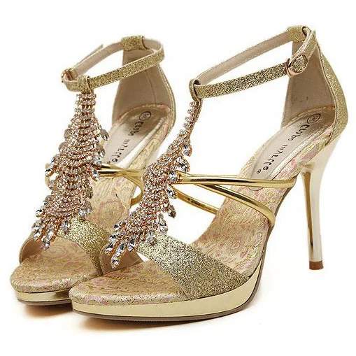 gold diamond sandals