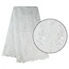 SQ052 Queency Silver Swiss Cotton Voile Lace Fabric for Wedding Decoration and Dresses with Stones