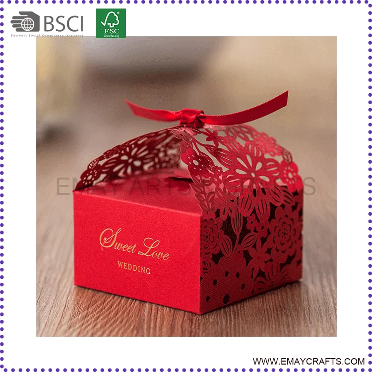 red color sweet love wedding pearl paper wedding chocolate box