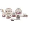 China manufacturer pink cat kitchen tool ceramic AB grade dolomite dinnerware Children Tableware Dish set kids dinner set
