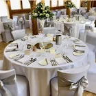 100% Polyester Plain White Hotel Restaurant party wedding banquet 120 inch round table linen tablecloth