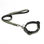 Wholesale big large nylon flexi red black green orange purple padded tactical dog leash pet collar set