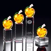 High end exquisite color apple shaped crystal award trophy