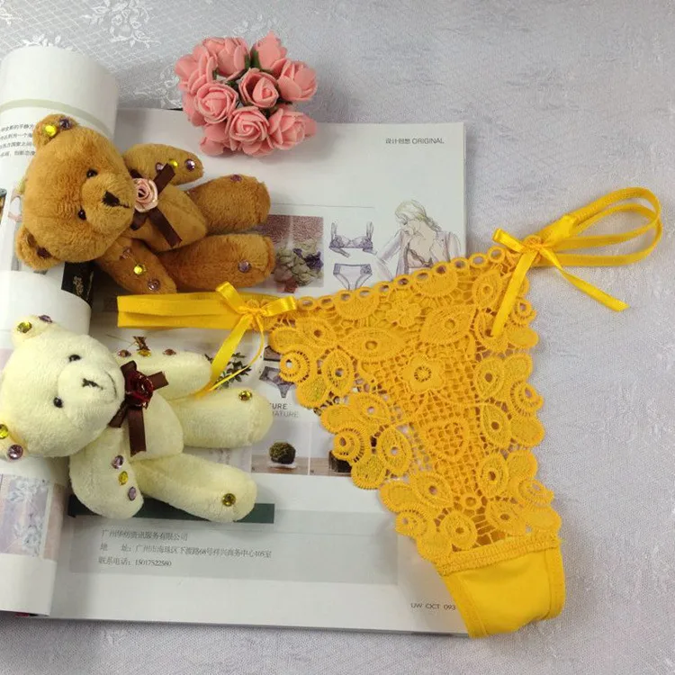 Stock Valentine's Day roses Embroidery transparent sey bandage g strings thongs women panties underwear lace briefs erotic g-str