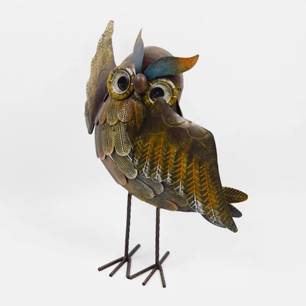 metal owl garden ornament statue indoor outdoor decor realistic