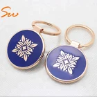 Custom Engraved Royal Blue Hard Enamel Keychain Rose Gold Key Chains Fashion Metal Keychain