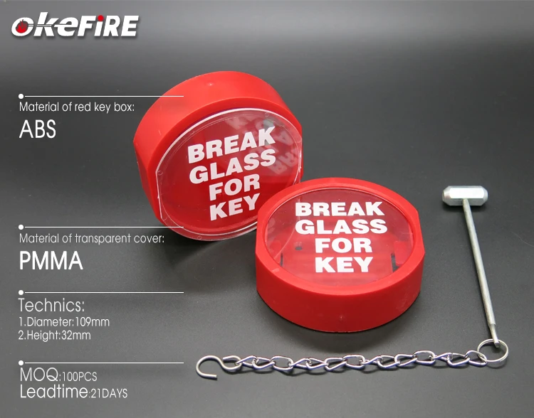 Fire Alarm Break Glass for Key with Hammer
