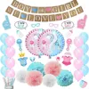gender reveal party supplies photo props blue pink balloon pull flag banner balloon