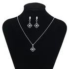 64115 XuPing Luxury african bridal stainless steel earring necklace jewelry set+synthetic cz 316l 2 pieces jewellery set