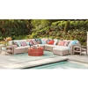 Recliner designed elegant villa outdoor sofa with ottoman and glass top side table PE bamboo wicker furniture