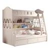 Children's bedroom wooden furniture bunk bed with bookrack