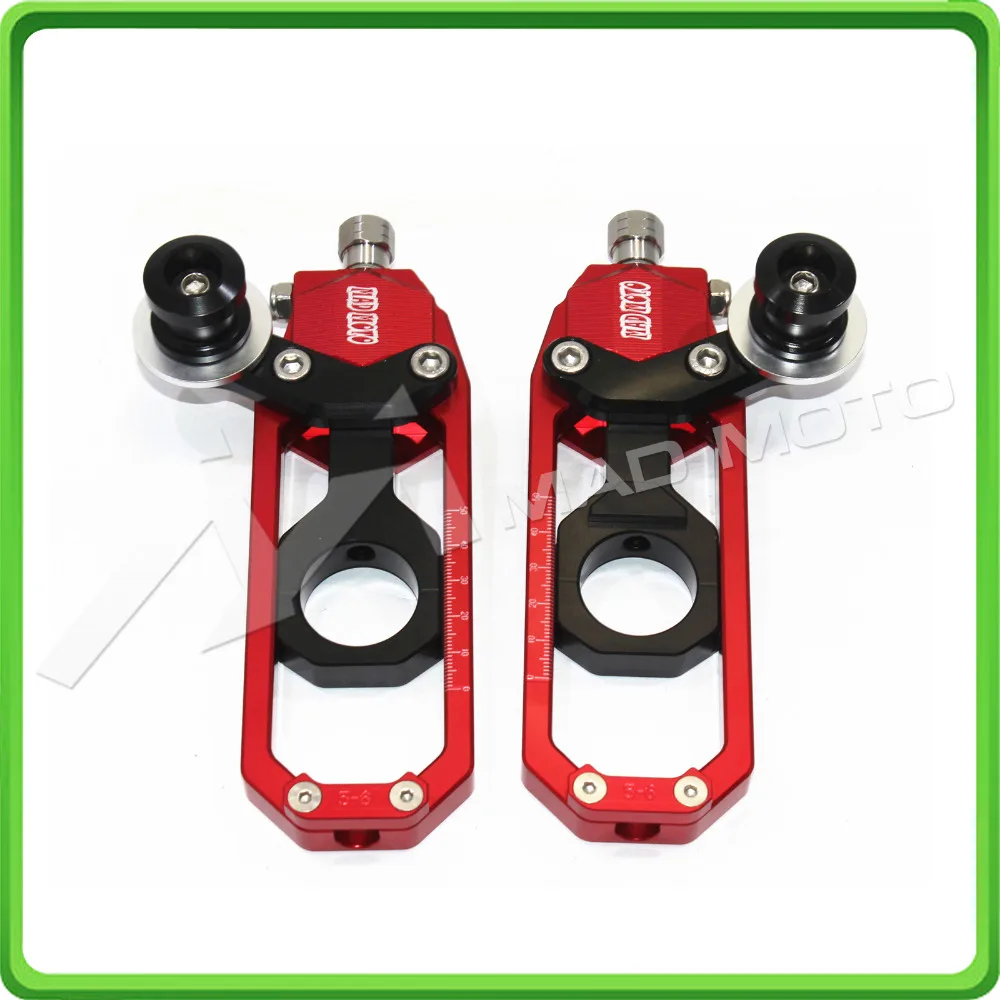 Motorcycle Chain Tensioner Adjuster with paddock bobbins kit for Yamaha YZF-R1 2006 R1 06 Red&Black (1)