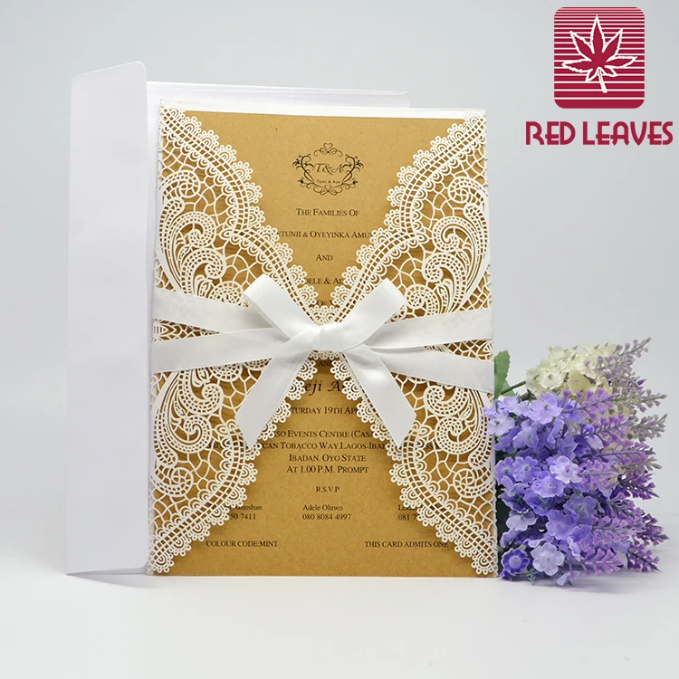laser elegant wedding card wedding invitation with lace