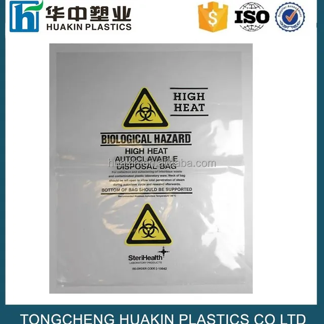 plastic poly clear biohazard waste bags clinical disposal bags