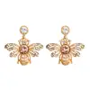 Wholesale Acrylic Bee Earring Animal Gold Plated Shiny Stone Packing Earrings For Girls