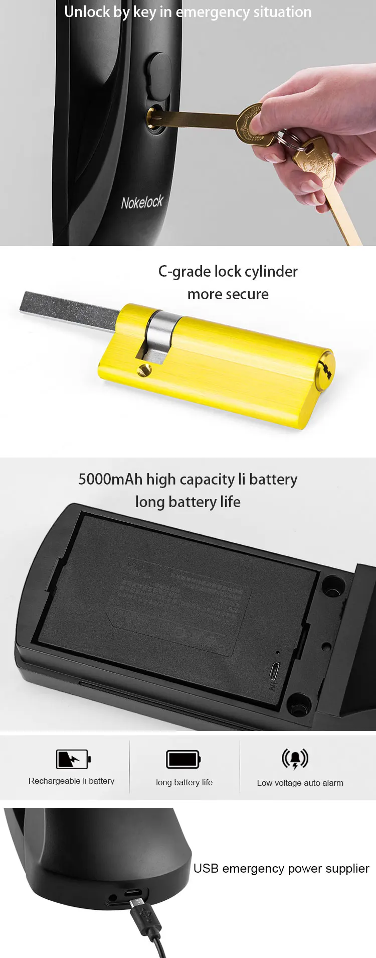 Trade assurance NB-IOT remote phone APP home appliance fingerprint smart door lock with password and card - ANKUX.COM