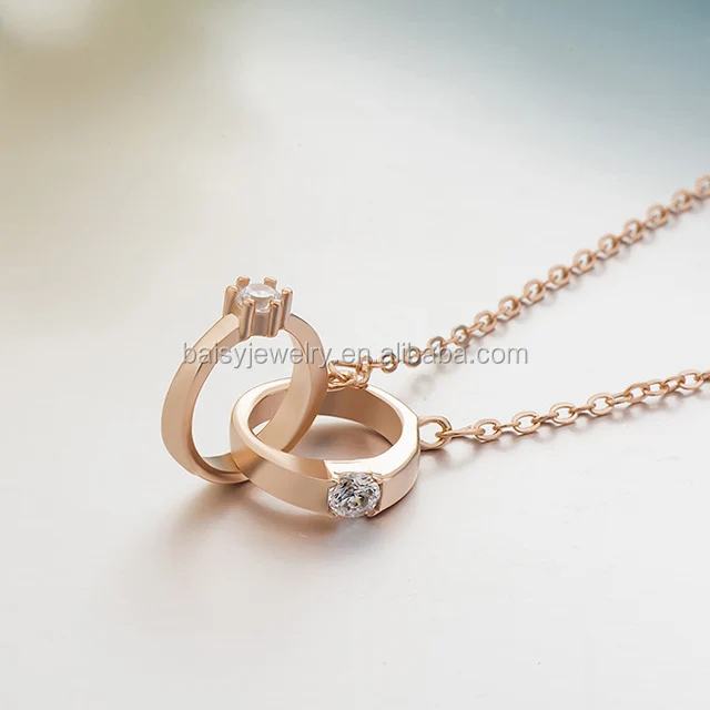 birthday gift for lover new fashion double ring love necklace