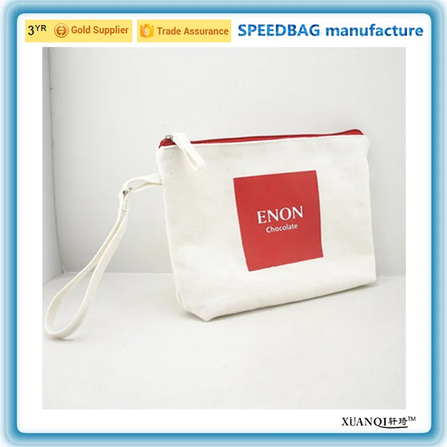 custom canvas zipper pouch cotton protable cosmetic bag with
