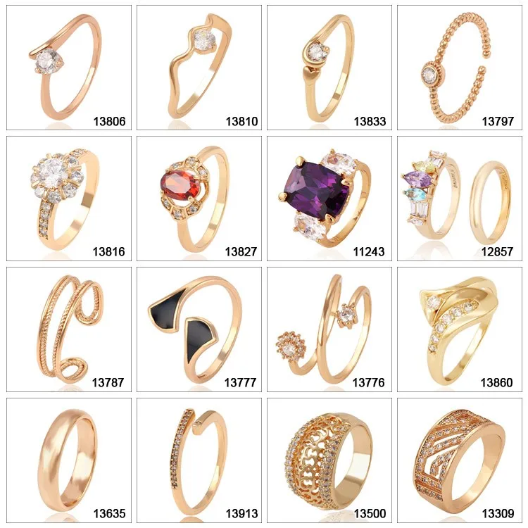 13301 Xuping fashion jewelry China wholesale 18k gold ring designs luxury glass rings charm jewelry for women