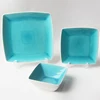 Western elegant blue ceramic porcelain ice cracked dinner set with unique ice crackle glaze
