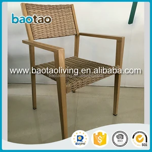 synthetic rattan dining chair stacking arm chair restaurant