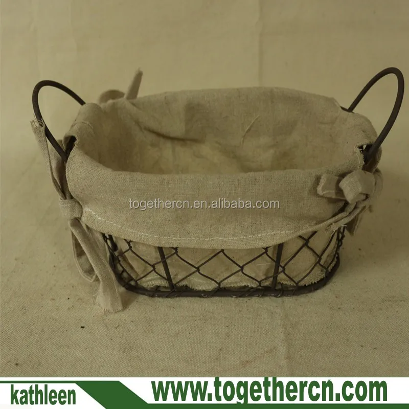 removable fabric liner vintage metal chicken wire storage basket