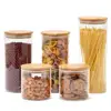 400ml Glass Jar Air tight Canister Kitchen Food Storage Container Set with Bamboo Lids