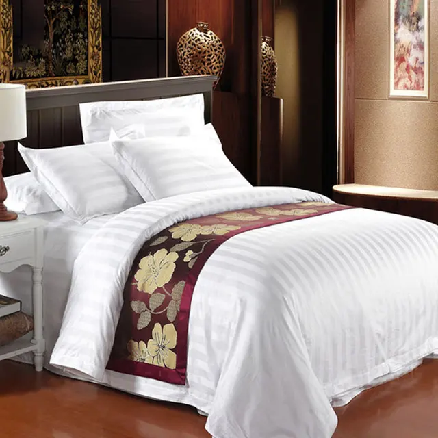 Wholesale cheap 4pcs white king size bedsheets 100% cotton hotel bedding se...