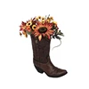 Resin west cowboy boots decorative flower vase