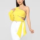 Latest design women sexy one shoulder crop tops