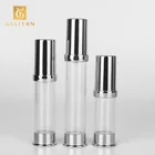 Travel cosmetic empty acrylic airless pump bottle 30ml 50ml 100ml silver skin care lotion spray airless bottle