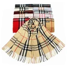 Knitted Oversize USA Wool spinning winter Scarves Checked Cashmere Shawl