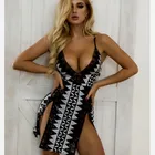women's Sexy Deep V Nightclub Club Mini Split Dress