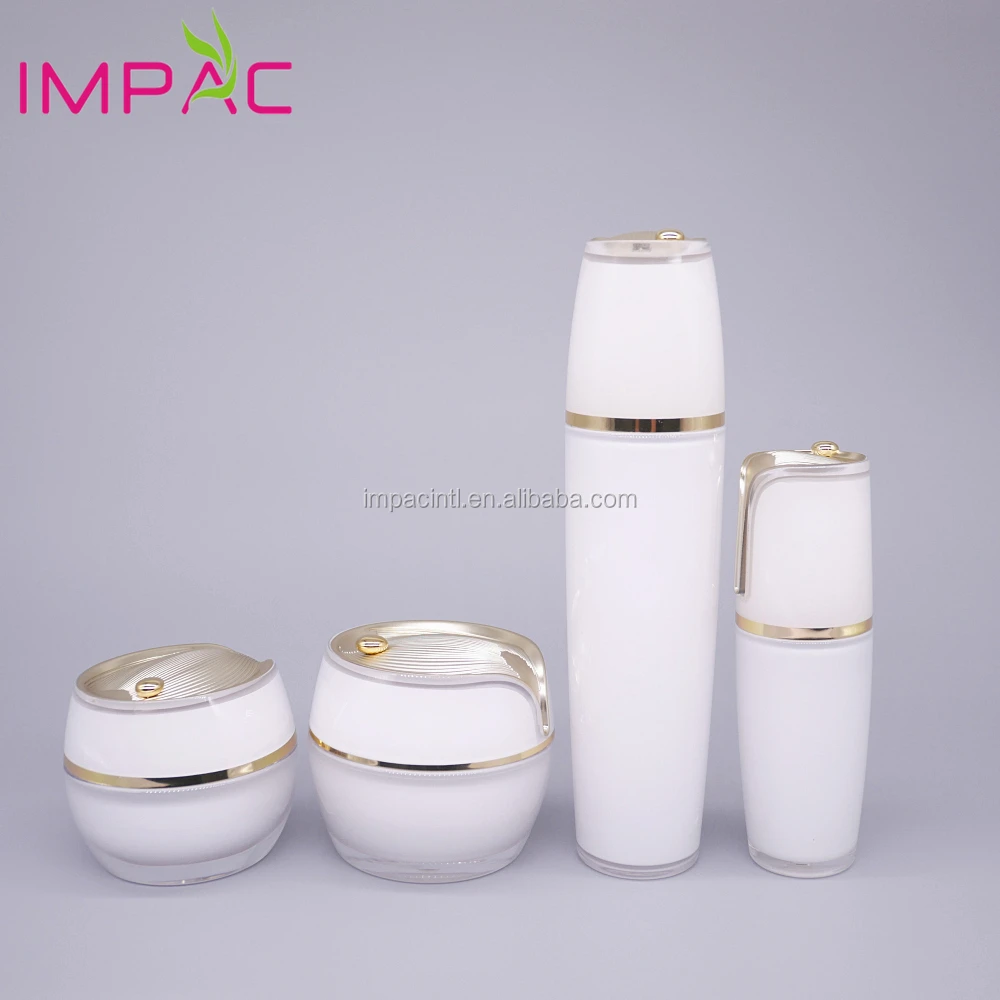 new design luxury fancy white and gold skin care packaging set