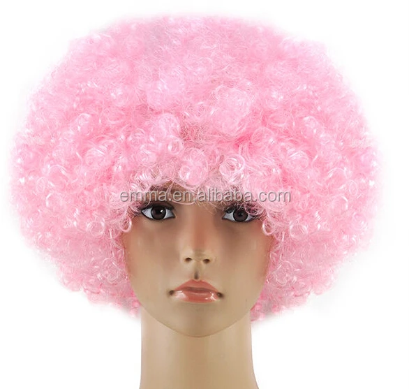 Lockig <b>fancy dress</b> billig perücken rosa farbe funky disco clown stil afro ... - Curly-fancy-dress-cheap-wigs-pink-color