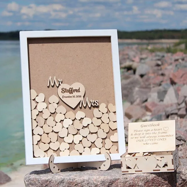 custom high quality wood wedding guest book