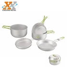 Hot sale Manufacturer China Camping Aluminum mess Kit cookware set with foldable handle