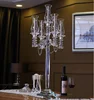 Wholesale 120cm Height Glass Hurricane 5 arms crystal candlestick candelabra for table decorations wedding centerpieces