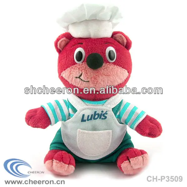 red teddy bear plush toy/ red plush chef bear
