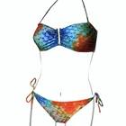 Mermaid Women's String Bikini Bottom Bandeau Swimsuit Top Beach Swimwear (FBA)