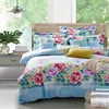 100% egyptian cotton blue reactive printing bed sheet flower comfortable bedding set